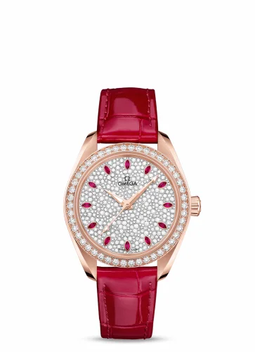 Omega Seamaster Aqua Terra 150M Master Chronometer 34 Sedna Gold / Diamond / Snow Ruby / Alligator 220.58.34.20.99.001 (22058342099001)
